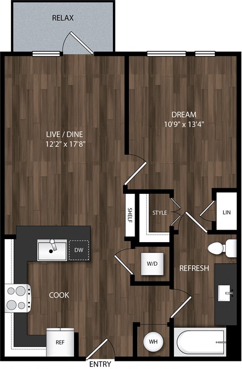 1x1 floor plan