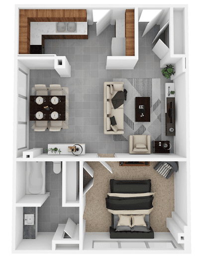 a floor plan of a one bedroom apartment with a bathroom and a balcony