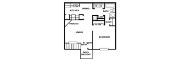 a floor plan of a house with a bedroom and a living room