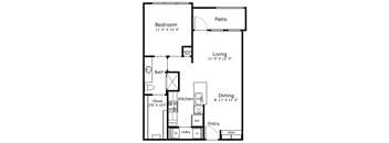 a floor plan of a house with a small kitchen and a living room