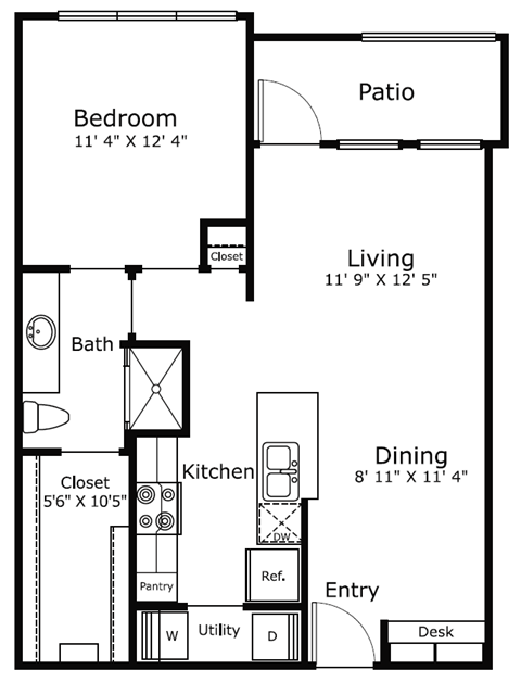 a floor plan of a house with a small kitchen and a living room