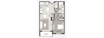 a floor plan of a bedroom apartment with a bathroom and a living room
