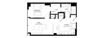 A black and white image of a floor plan for a house.