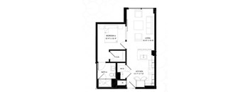 A black and white image of a floor plan for a home with labeled rooms.