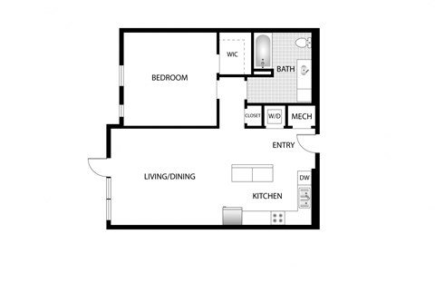 a floor plan of a home with a bedroom and a living room