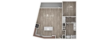 A floor plan of a room with dimensions and furniture layout.