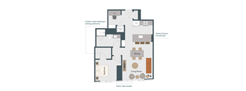 A floor plan of a Viatra Quartz Countertops apartment layout.