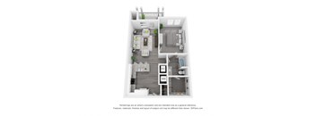 a stylized floor plan of a 1 bedroom192 sqft