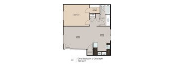 a floor plan of a one bedroom apartment with a bathroom and a living room