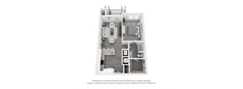 a stylized floor plan of a 1 bedroom192 sqft