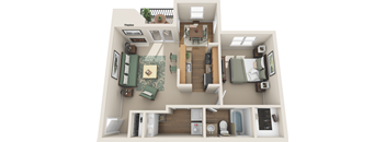 1 Bedroom floor plan in plano apartments