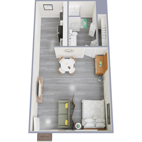 a floor plan of a studio apartment