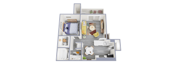 a floor plan of a 1 bedroom apartment