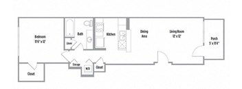 a floor plan of a house with a refrigerator freezer and a sink