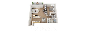 A2 floorplan - one bed one bath