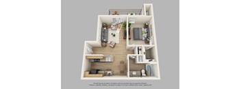 1 Bedroom B 1 Bath Floor Plan at The Palmera on 3009, Texas