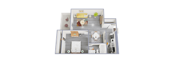 a top down view of our one bedroom apartment at princeton court apartments in dallas