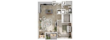a1 floor plan  1 bedroom with 2 baths  129