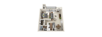 The Barstow,  floor plan of a 1 bedroom apartment