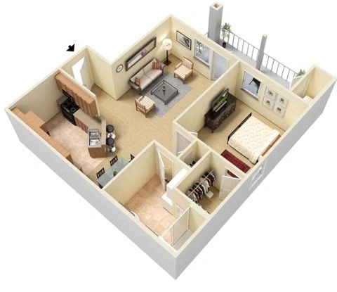 a floor plan of a home with a staircase and a balcony