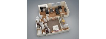 a floor plan of a house with a bedroom and a living room