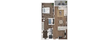 a floor plan of a house with a bedroom and a living room