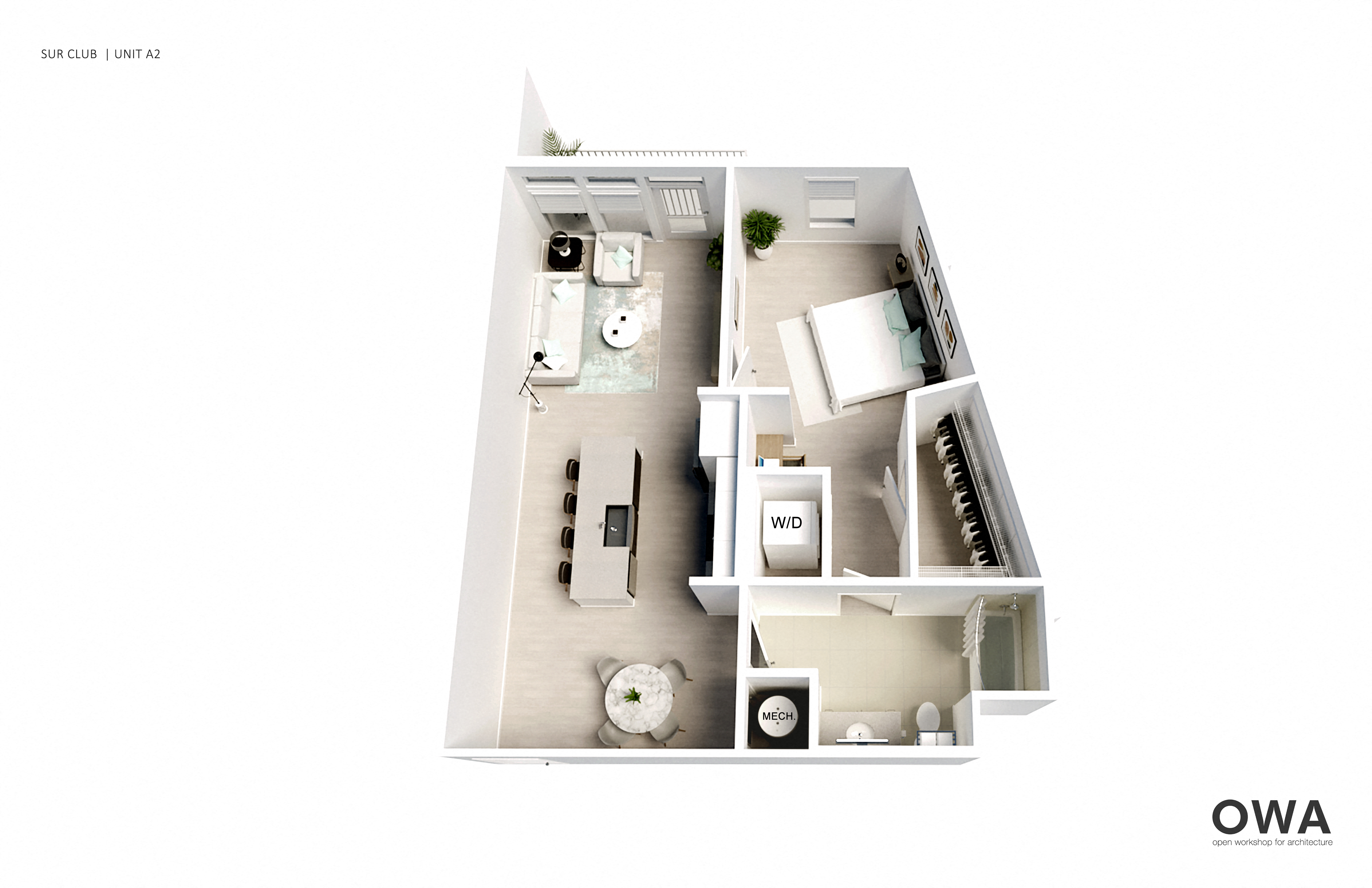 A diagram of a small apartment layout with a kitchen, living room, and bathroom.