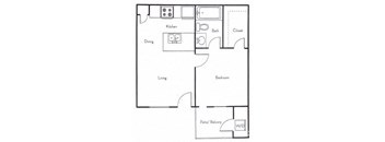 furnished floor plan of a small apartment with roommates