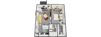 a floor plan of a 1 bedroom apartment