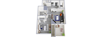 a top down view of our one bedroom apartment at the residences at silver hill in suitland