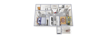 a floor plan of a 1 bedroom apartment