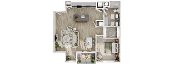 a 2 bedroom floor plan of a house with a pool and a living room