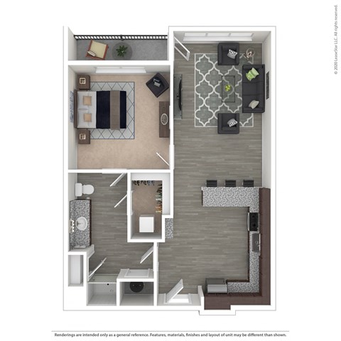 1 Bedroom/1 Bathroom Floor Plan