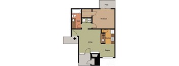 the fitzgerald apartment floor plan with bedroom and living room