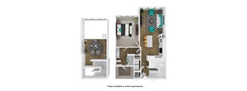 a floor plan of a house with a bedroom and a living room