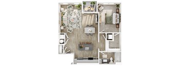 a 2 bedroom floor plan of a house with a bedroom and a living room