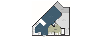 a floor plan of a 1 bedroom floor plan with an attic and a loft