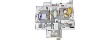 a 3d rendered floor plan of a house
