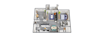a bedroom floor plan is shown in this rendering