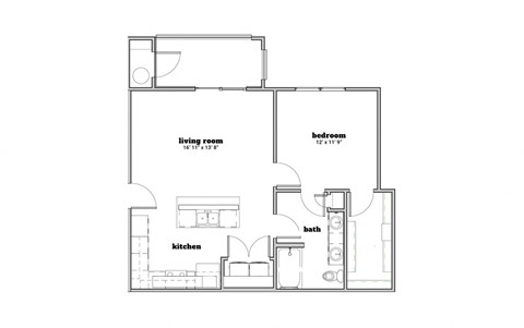 a floor plan of a 1 bedroom floor plan