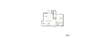 A floor plan of a house with a living room, dining room, kitchen, two bedrooms, a bathroom, a study, and a patio.