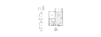 A floor plan of a building with three labeled rooms A3A, A3E, and A3G.