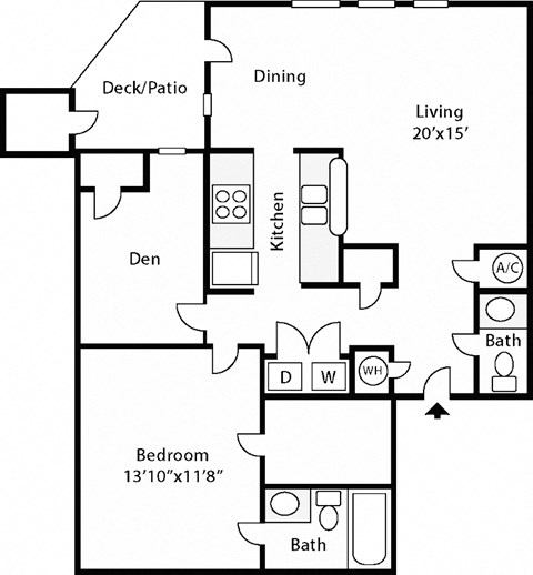 a floor plan of a house with a bedroom and a living room
