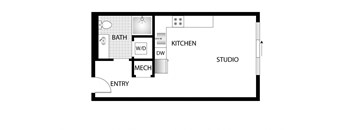a floor plan of a house with a bedroom and a living room