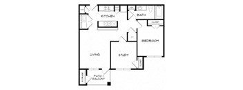 A black and white image of a house floor plan with labeled rooms.