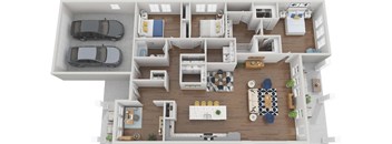 a floor plan of a house with a car and a balcony