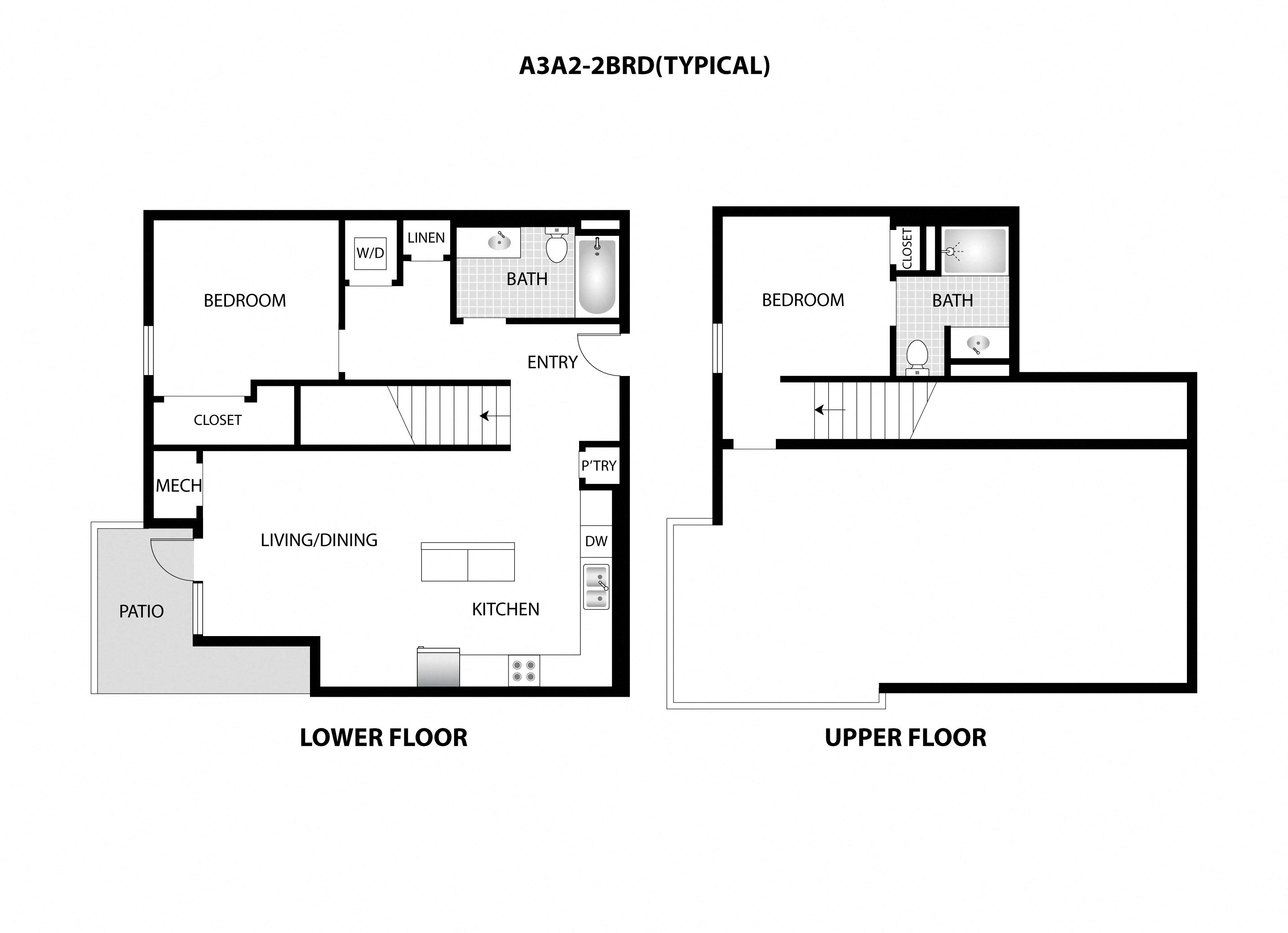 a floor plan of a house with two floors and a living room