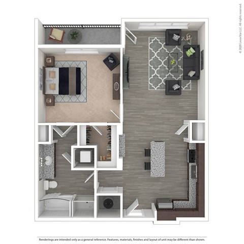 1 Bedroom/1 Bathroom Floor Plan