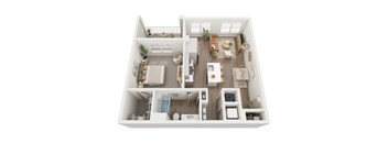 a 1 bedroom floor plan with a bathroom and a living room