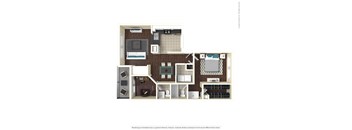 a 1 bedroom floor plan with a bathroom and a living room